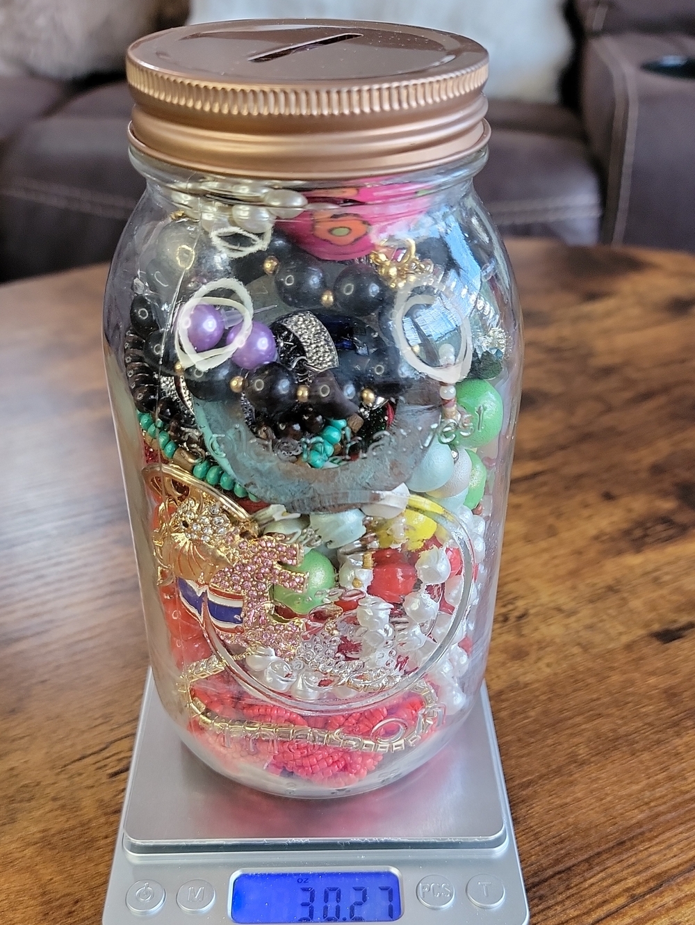 Large Vintage Mason Jar and Bank with Mystery Jewelry